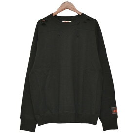 【中古】SYUMAN．　2024SS　SWITCHING SWEAT SHIRT　ダメージ加工スウェット ブラック サイズ：2 【190524】（シュウマン）