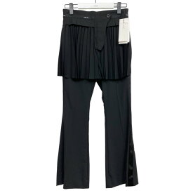 【中古】sacai　21SS Pleated Skirt Logo Belt Trousersプリーツレイヤードフレア ブラック サイズ：1(74cm) 【200524】（サカイ）