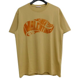 【中古】VALENTINO　2023SS サーフロゴプリント コットンTシャツ ブラウン サイズ：M 【200524】（ヴァレンチノ）