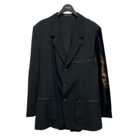 【中古】YOHJI YAMAMOTO pour homme　BフレアJ左袖柄ジャケット ブラック サイズ：2 【200524】（ヨウジヤマモトプールオム）