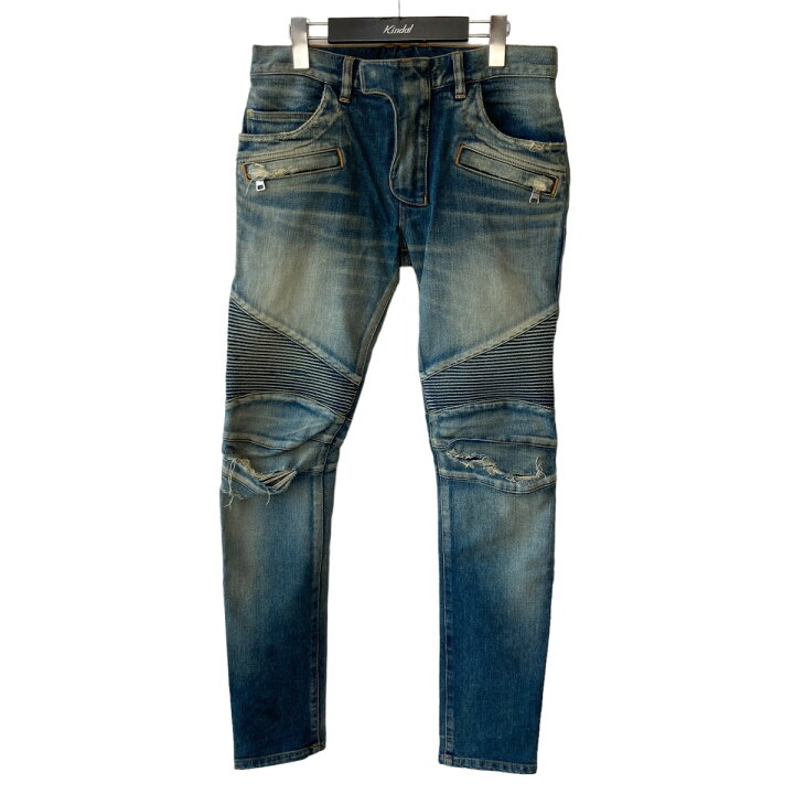 楽天市場】【中古】BALMAIN 15AW 蛇腹 ダメージ加工 バイカーデニム 
