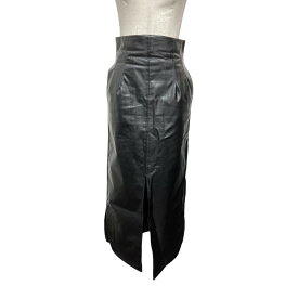【中古】mame kurogouchi　24SS Coated Cotton Gabardine Skirt フェイクレザースカート MM24SS-SK004 ブラック サイズ：1 【220524】（マメクロゴウチ）