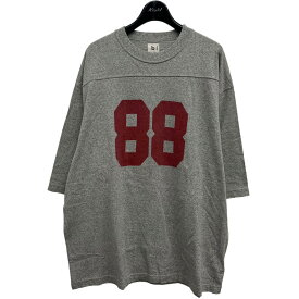 【中古】blurhms ROOTSTOCK　Cotton Rayon 88 12 Print Football Tee JS フットボールTシャツ グレー サイズ：3 【220524】（ブラームスルーツストック）