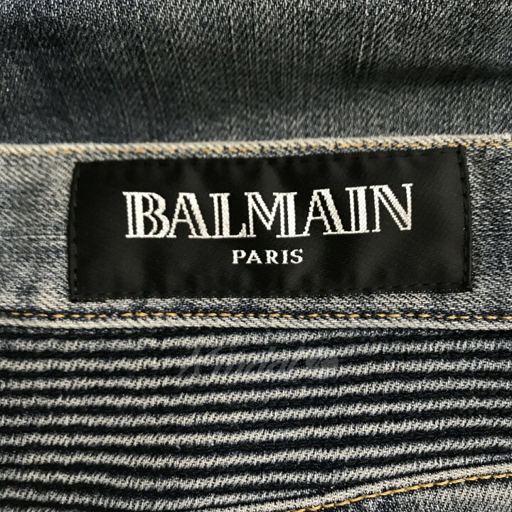 楽天市場】【中古】BALMAINストレッチデニムバイカーパンツ バイカー 