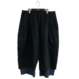 【中古】Yohji Yamamoto pour homme　リネンレイヤードデザインパンツ HW-P72-302 ブラック サイズ：3 【230524】（ヨウジヤマモトプールオム）