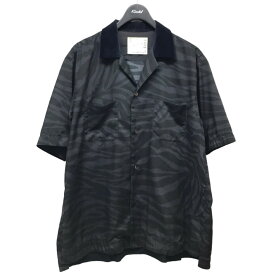 【中古】sacai　20SS「zebra-print shirt」 ゼブラシャツ 20-02256M グレー×ネイビー サイズ：3 【230524】（サカイ）