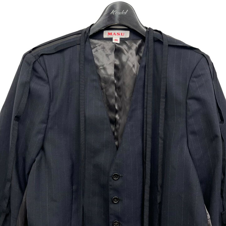 楽天市場】【中古】MASU 2023SS COLLARLESS BONE JACKET ストライプ 