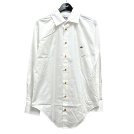 【中古】Vivienne Westwood man　オーブワンポイント刺繍長袖シャツ ホワイト サイズ：46 【280524】（ヴィヴィアンウエストウッドマン）