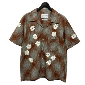 【中古】NOMA t．d．　刺繍花柄オープンカラーシャツ N7-ID03 ブラウン×グレー サイズ：3 【290524】（ノーマティーディー）