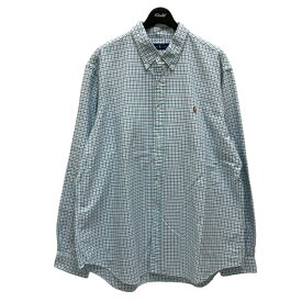 【中古】RALPH LAUREN　タッタソール ボタンダウンシャツ ホワイト×ネイビー サイズ：XXL 【310524】（ラルフローレン）