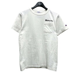 【中古】stussy×Champion　胸ポケットTシャツ T1011 ホワイト サイズ：S 【310524】（ステューシー×チャンピオン）