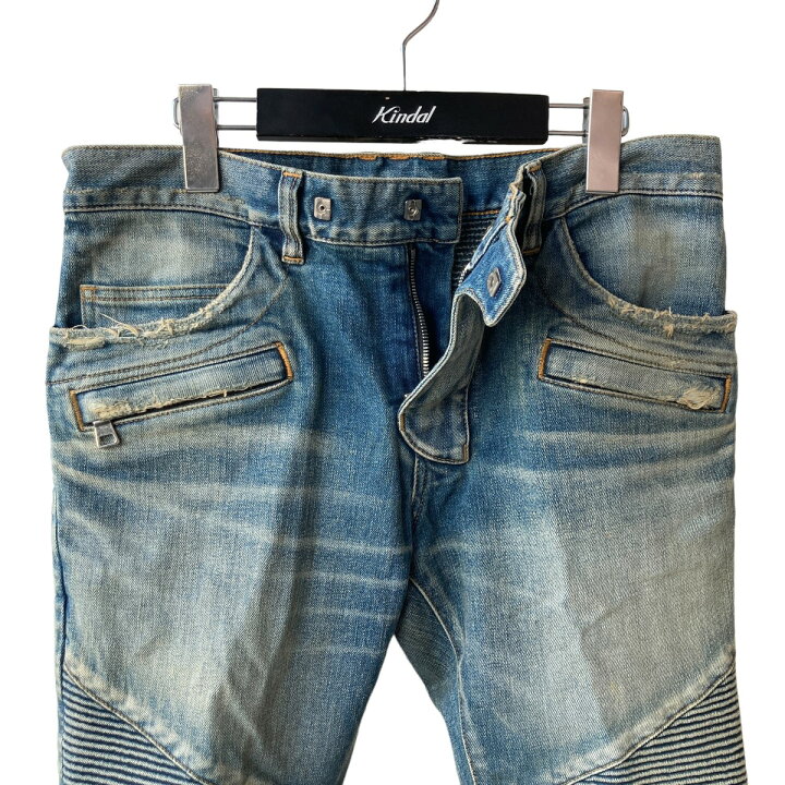 楽天市場】【中古】BALMAIN クラッシュ バイカーデニムパンツ デニム 