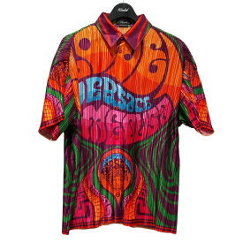 【中古】VERSACE　1004206 メデューサ・ロゴ柄 プリーツ半袖シャツ マルチカラー サイズ：46 【010624】（ヴェルサーチ）