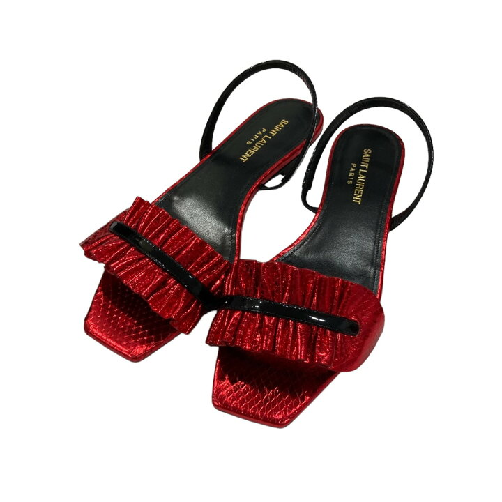 楽天市場】【中古】Saint Laurent Parisメタリックフリルサンダル 