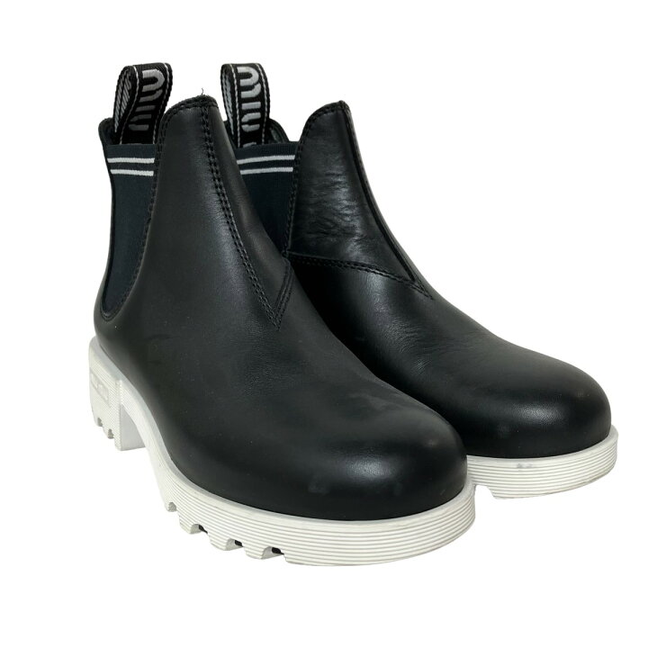 楽天市場】【中古】MIU MIU サイドゴアブーツ ブラック サイズ：35 1/2 