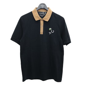 【中古】FRED PERRY×RAF SIMONS　Contrast Collar Polo Shirt バイカラー半袖ポロシャツ SM4202 ブラック／ブラウン系 サイズ：M 【040624】（フレッドペリー×ラフシモンズ）