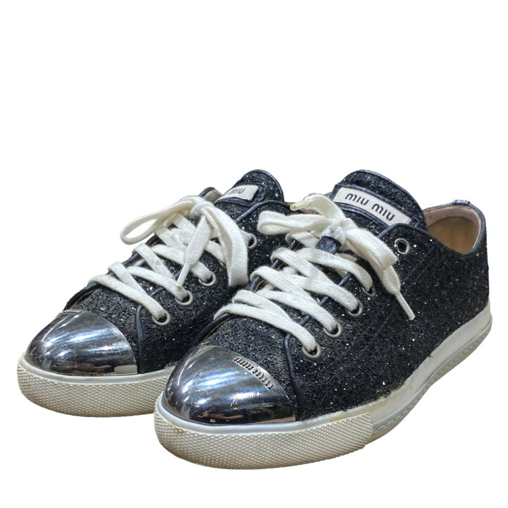 楽天市場】【中古】MIU MIU グリッタースニーカー 5E8998 ブラック  