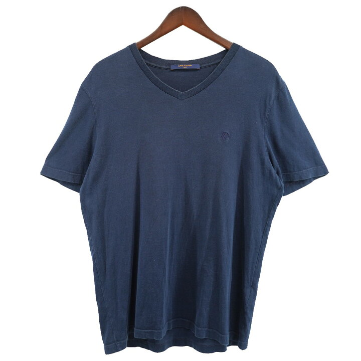 楽天市場】【中古】LOUIS VUITTONロゴ Vネック Tシャツ ネイビー 