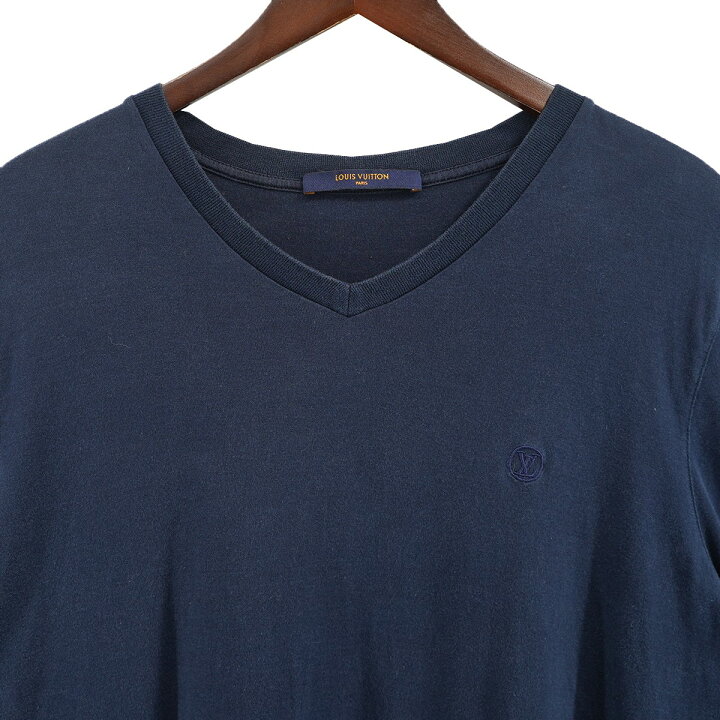 楽天市場】【中古】LOUIS VUITTONロゴ Vネック Tシャツ ネイビー 
