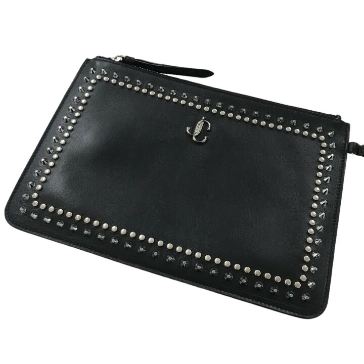楽天市場】【中古】JIMMY CHOO FARA JCロゴクラッチバッグ ブラック 