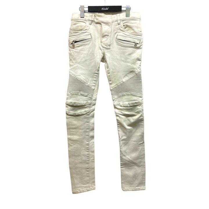 楽天市場】【中古】BALMAINバイカーデニムパンツ ホワイト サイズ：27 