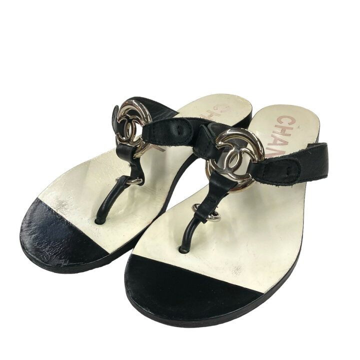 楽天市場】【中古】CHANEL ビーチサンダル ブラック サイズ：37 1/2 