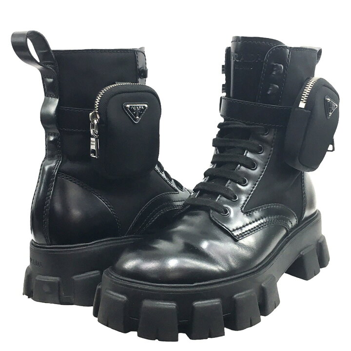 楽天市場】【中古】PRADAトライアングル ロゴ プレート ポーチ 