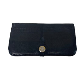 【中古】HERMESドゴン ロング 二つ折り財布 ブラック【価格見直し】