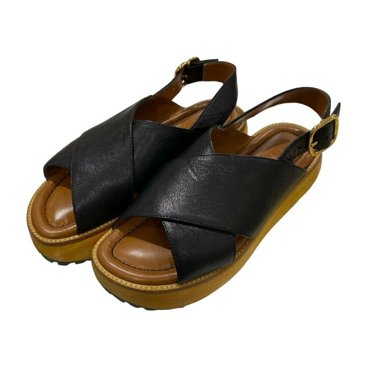 楽天市場】【中古】MARNI 厚底サンダル ブラック×ブラウン サイズ：37 
