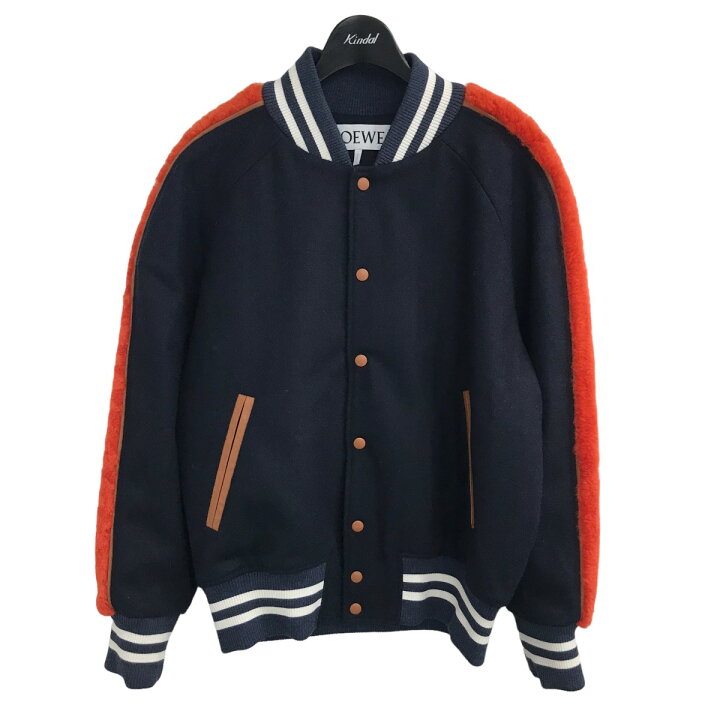 楽天市場】【中古】LOEWEファーラインスタジャン ネイビー×オレンジ 