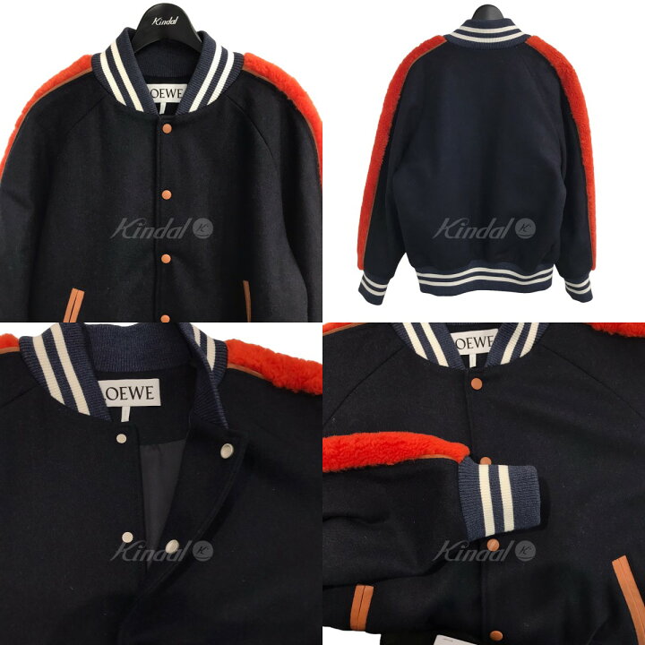 楽天市場】【中古】LOEWEファーラインスタジャン ネイビー×オレンジ 