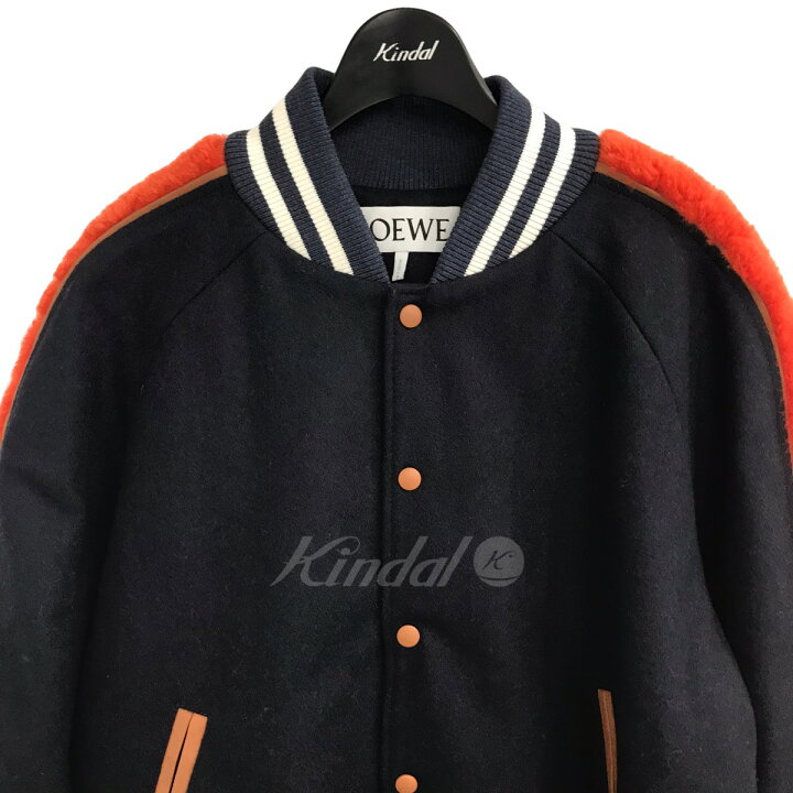 楽天市場】【中古】LOEWEファーラインスタジャン ネイビー×オレンジ 