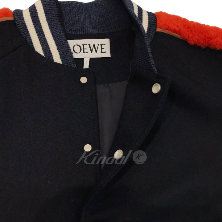 楽天市場】【中古】LOEWEファーラインスタジャン ネイビー×オレンジ 