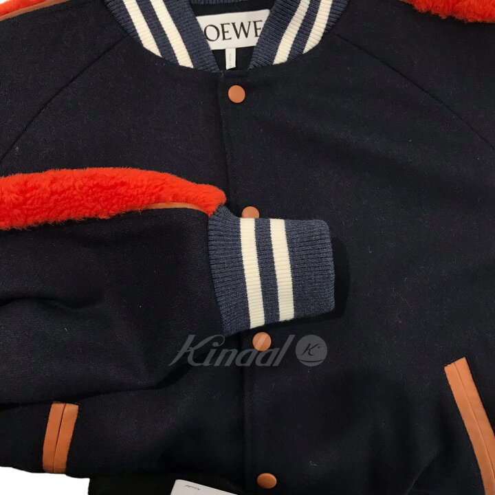 楽天市場】【中古】LOEWEファーラインスタジャン ネイビー×オレンジ 