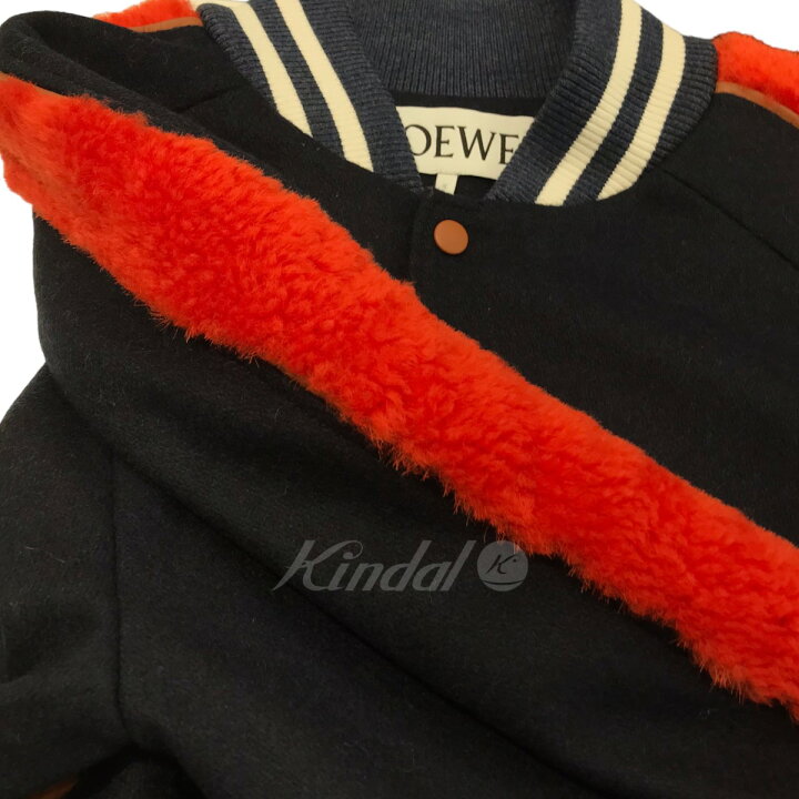 楽天市場】【中古】LOEWEファーラインスタジャン ネイビー×オレンジ 