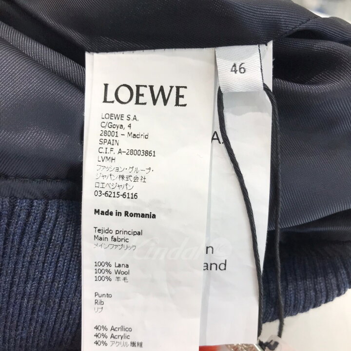 楽天市場】【中古】LOEWEファーラインスタジャン ネイビー×オレンジ 