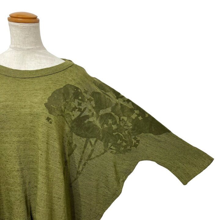 45R】ビッグTシャツ 重陽の歳時記 草花フロッキー デザインカットソー 