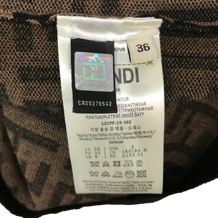 楽天市場】【中古】FENDI ズッカ総柄ワンピース FZD765 A7UB ブラウン  