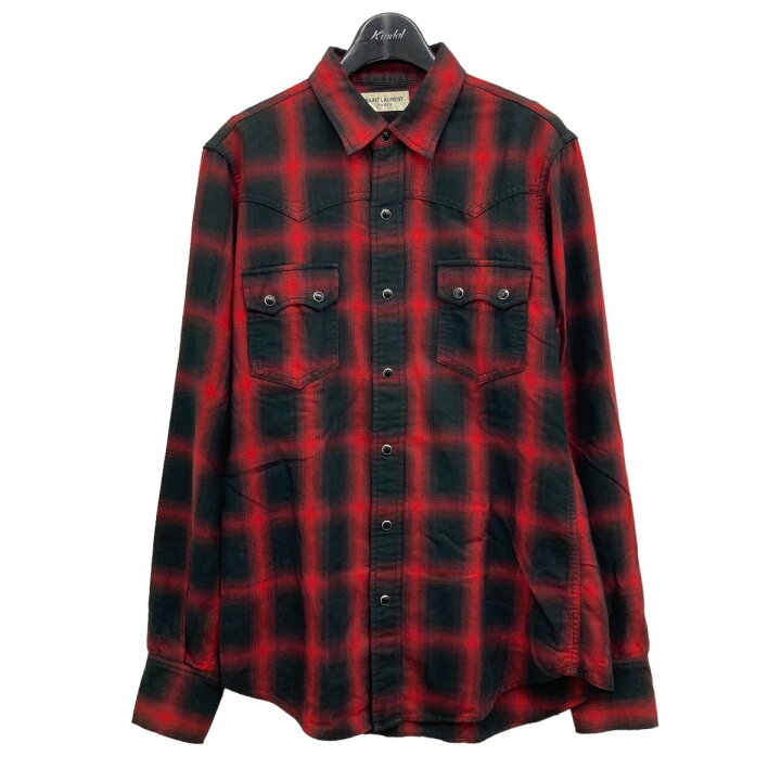 楽天市場】【中古】Saint Laurent Paris チェックシャツ レッド 