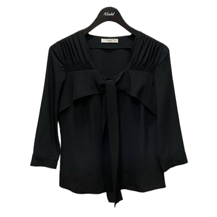 楽天市場】【中古】PRADA ボウタイシルクブラウス ブラック サイズ：38 