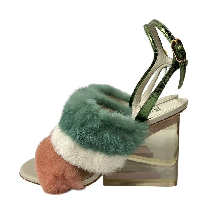 楽天市場】【中古】FENDI Fendi First ミンクファー パンプス グリーン 
