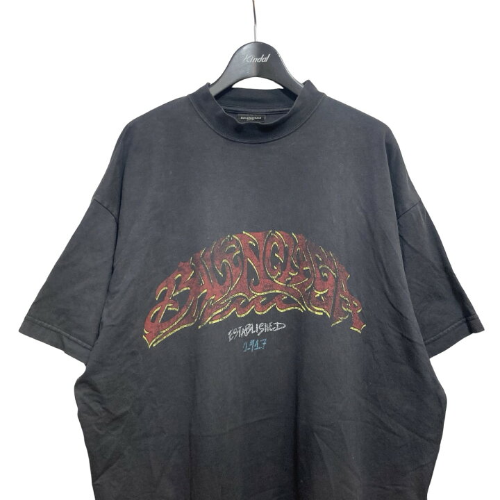 バレンシアガ 739028 TPVM8 ヴィンテージ加工オーバーサイズTシャツ 