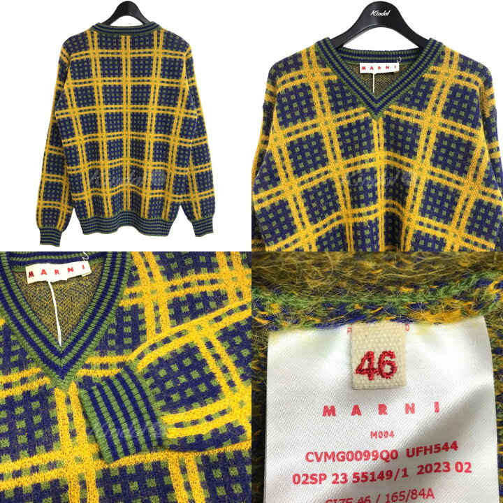 楽天市場】【中古】MARNI2023AW Vネックモヘアニット ネイビー 