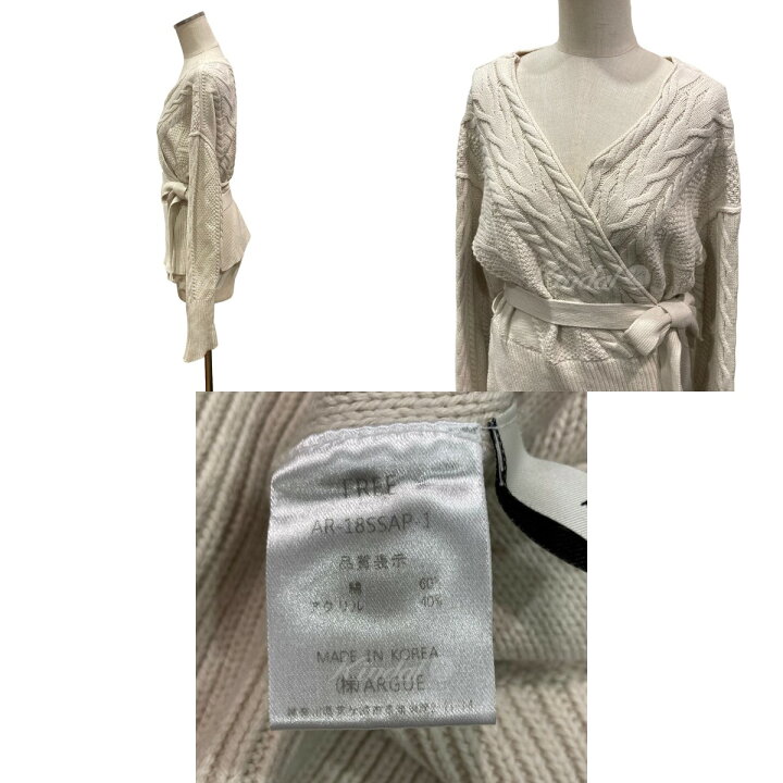 楽天市場】【中古】ARGUE カシュクールケーブルニット アイボリー  