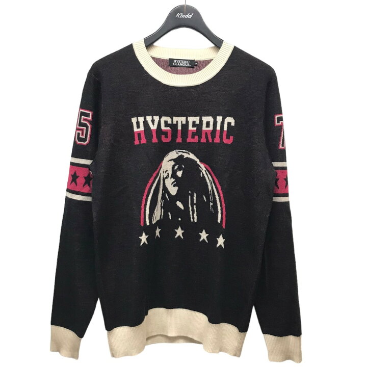 【中古】ヒステリックグラマー HYSTERIC GLAMOUR 1984ワッペンクルーネックセーター ニット セーター 長袖 F アイボリー /AT ■OS レディース 【ベクトル 古着】 250818