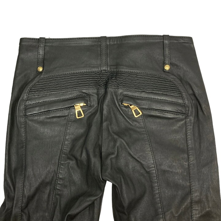 楽天市場】【中古】BALMAIN×H＆M レザーバイカーパンツ ブラック 