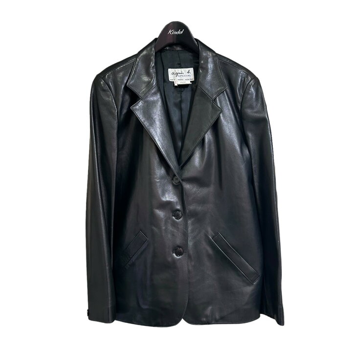 楽天市場】【中古】agnes b ラムレザージャケット 054395 ブラック 