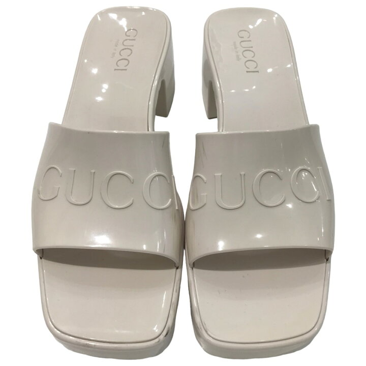 楽天市場】【中古】GUCCI ラバーロゴスライドサンダル 624730 ホワイト 