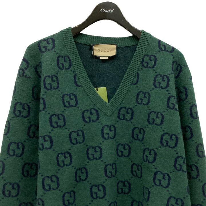 楽天市場】【中古】GUCCI GG総柄 ロゴVネック ニット 678942 グリーン 