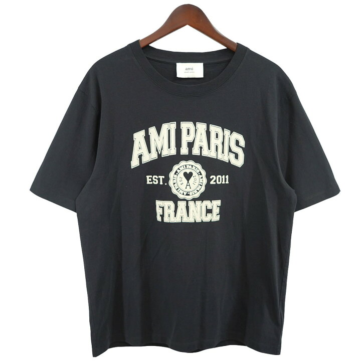 楽天市場】【中古】AMIPARIS カレッジ ロゴTシャツ ブラック サイズ  